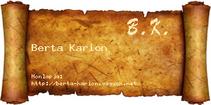 Berta Karion névjegykártya